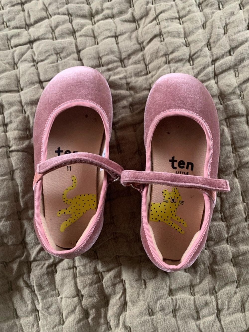 Ten Little Velvet Ballet Flats in Dusty Rose